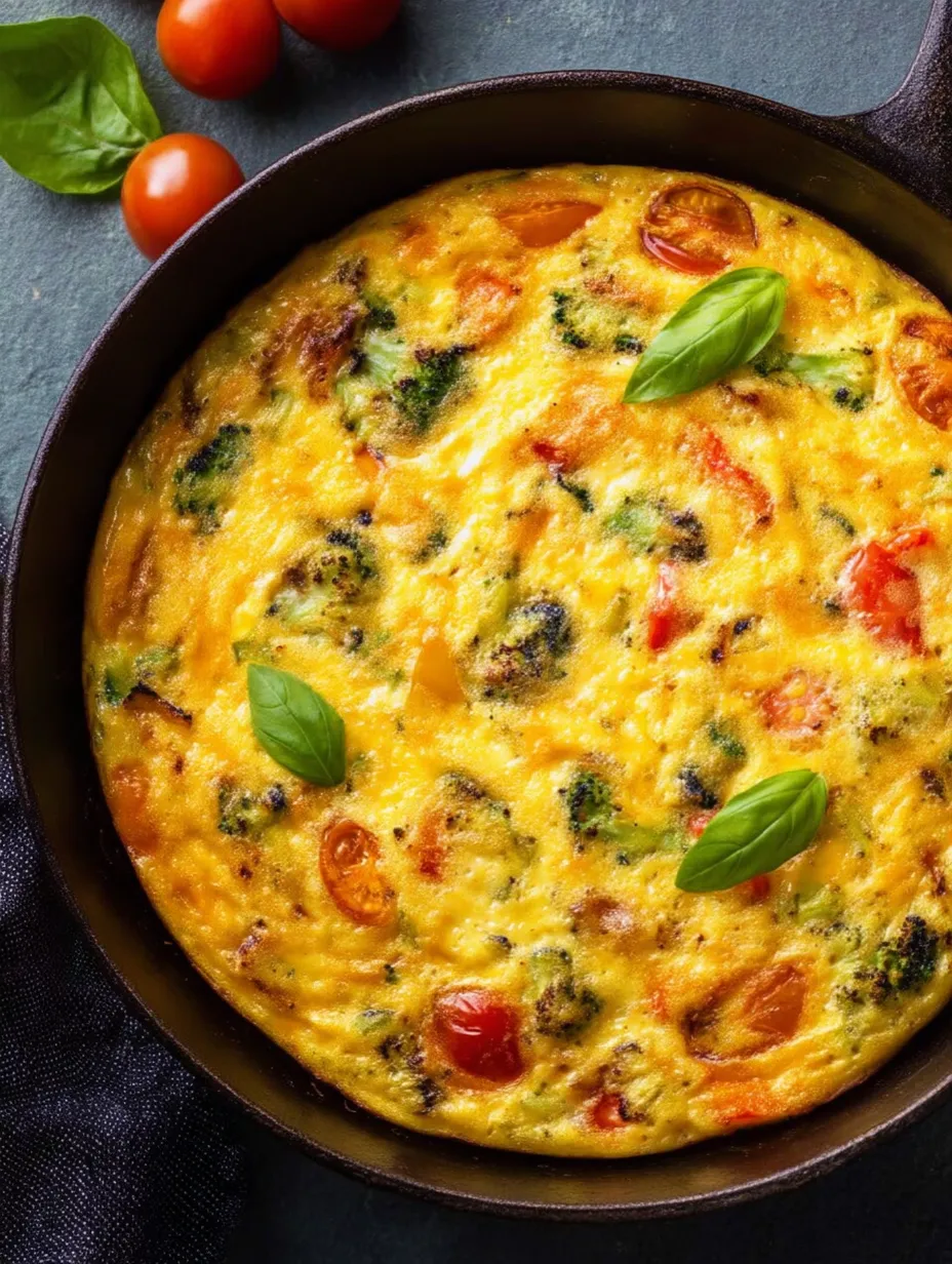 A bowl of food with tomatoes, broccoli, and basil.