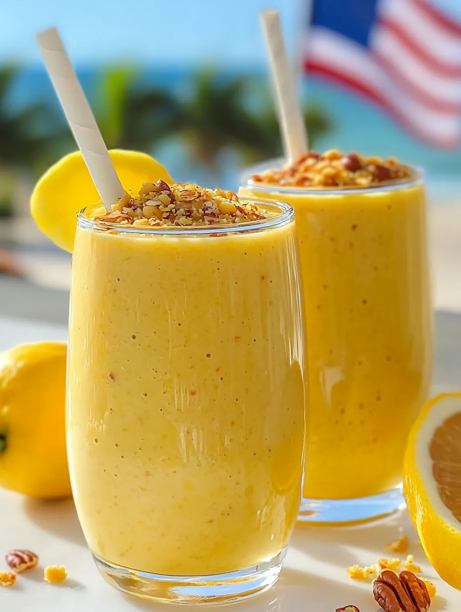Two glasses of orange juice with lemon slices.