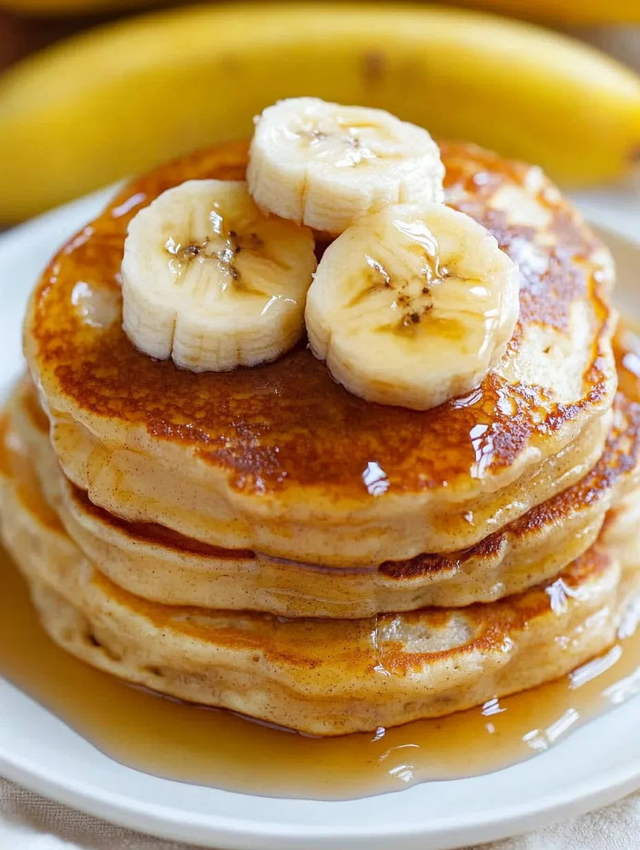 Sliced bananas piled on soft pancakes.