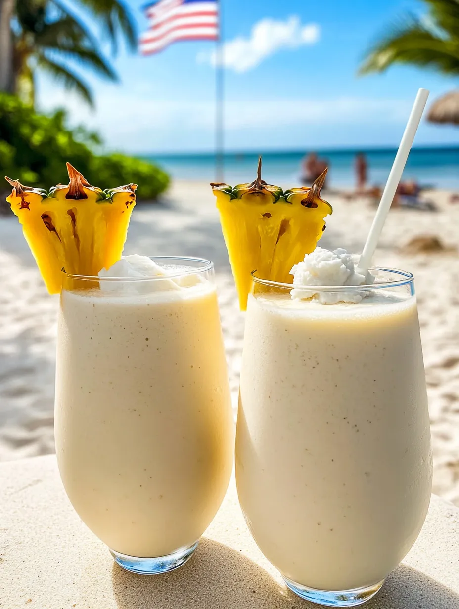 Two pineapple drinks on a table.