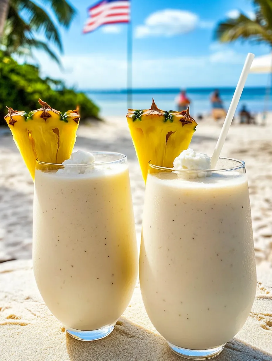 Two pineapple drinks on a beach.