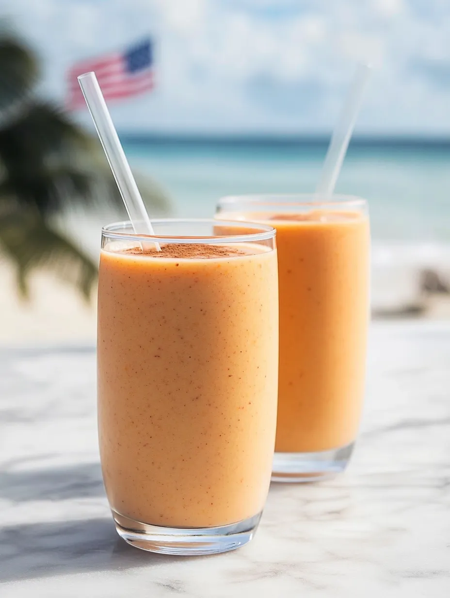 Two glasses with bright orange beverage.