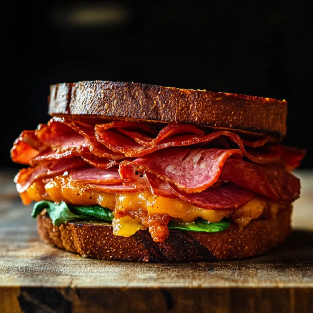A sandwich with meat and lettuce.