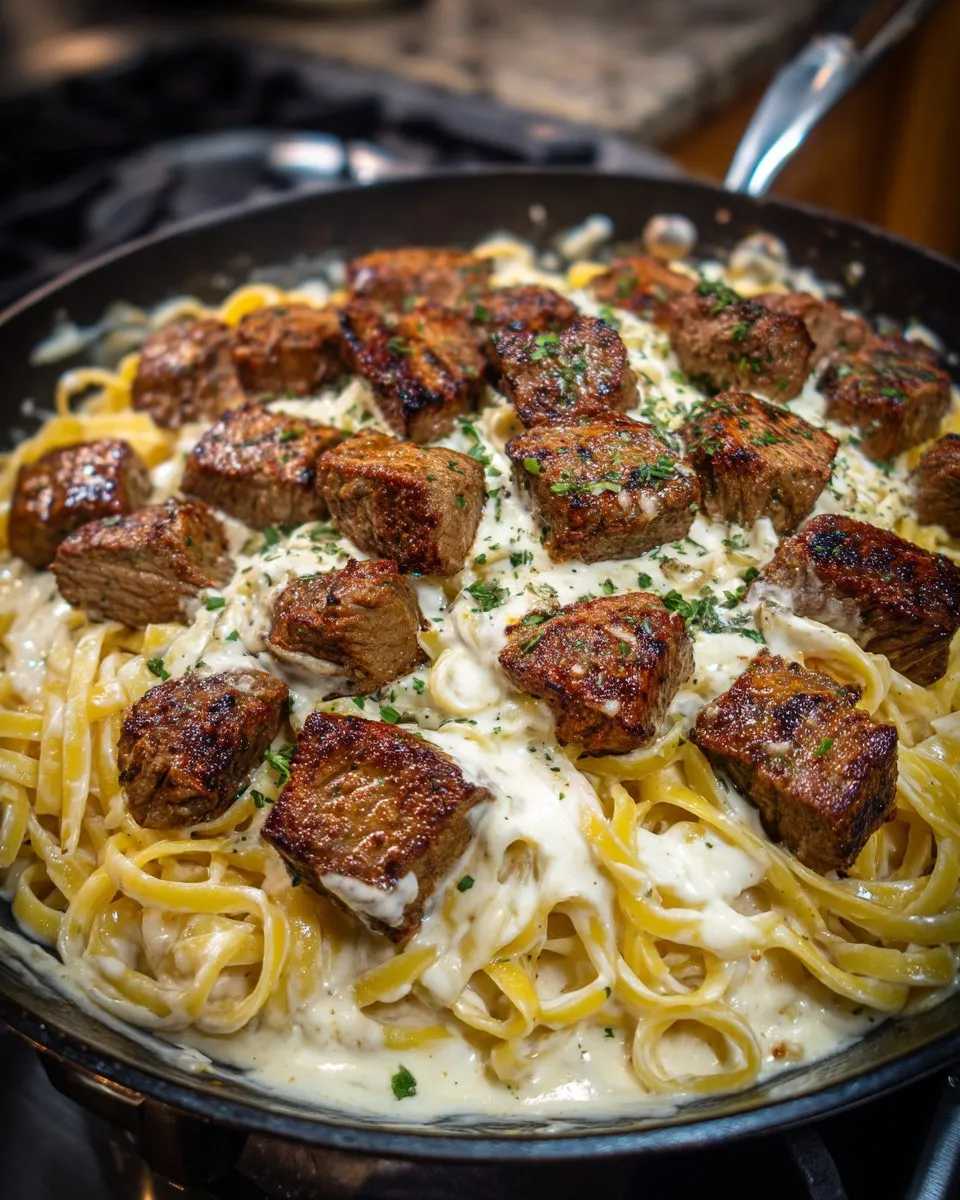 A plate of meat and noodles.