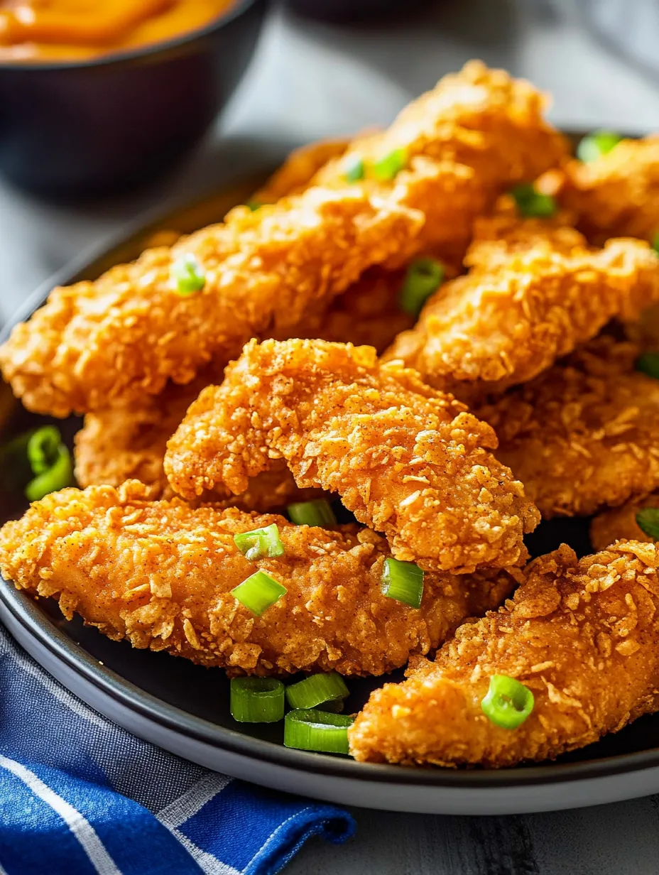 A plate of fried chicken with green onions.