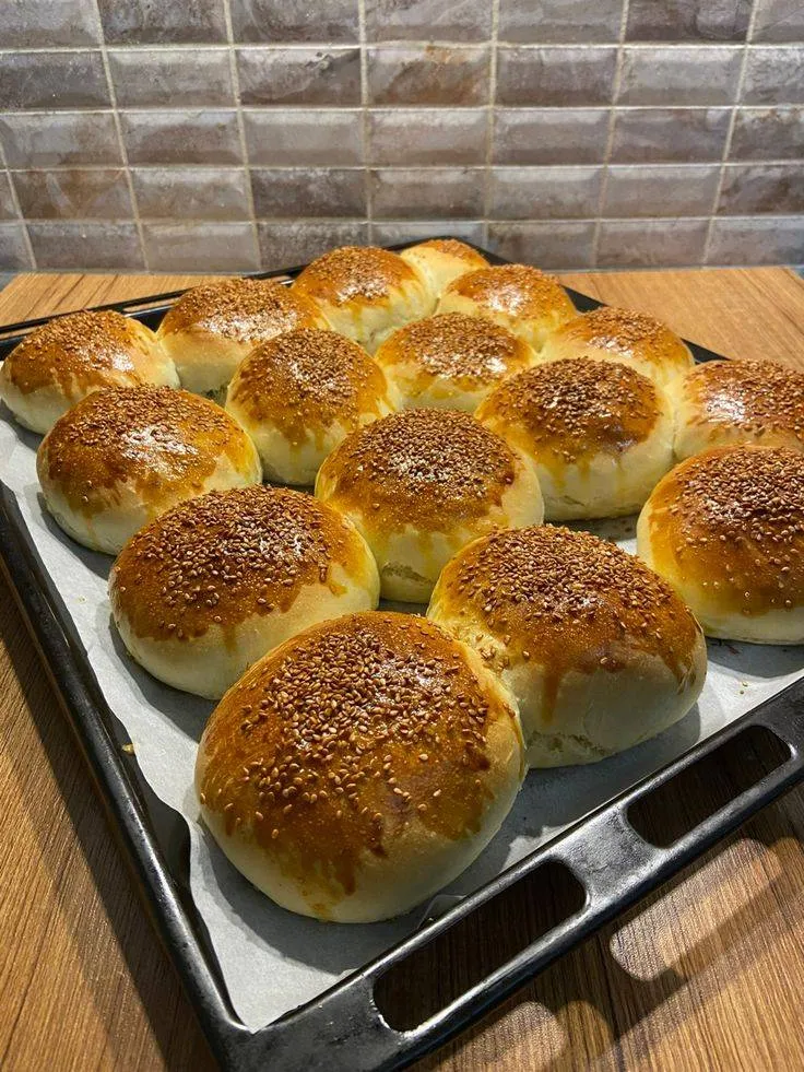A tray of bread rolls.