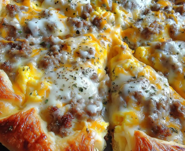 A slice of pizza with cheese and sausage.