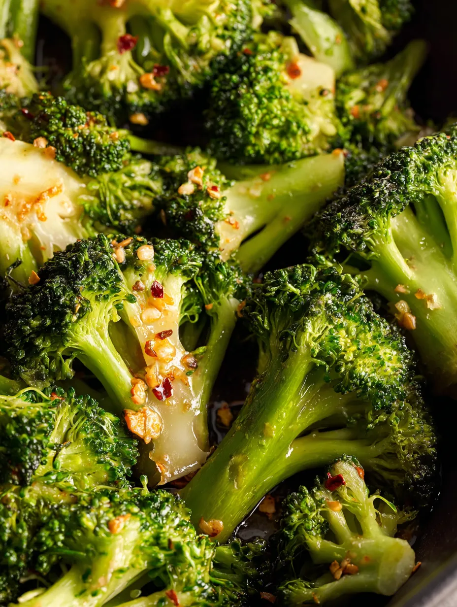 A close up of broccoli with seasoning.