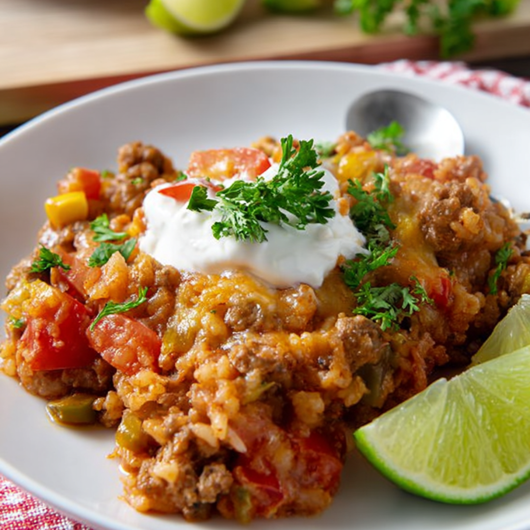 A bowl of chili with a spoon in it.