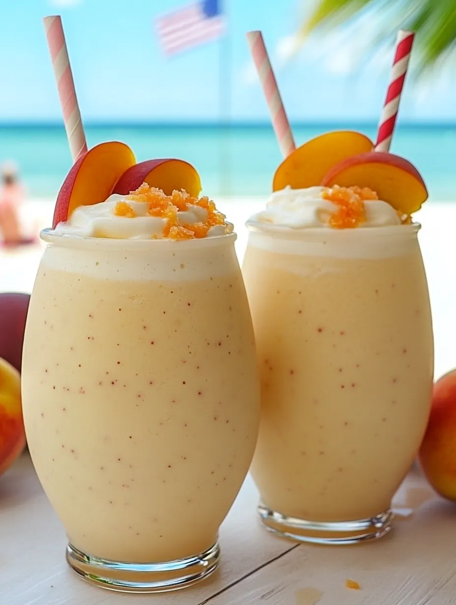Two glasses of peach smoothie.