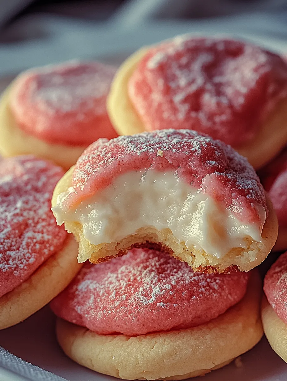 A close up of a red and white cookie.