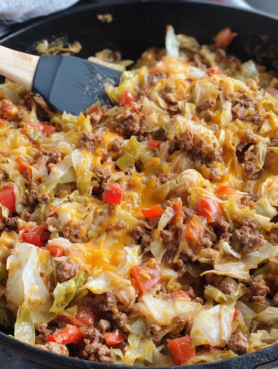A close up of a delicious cabbage meal.