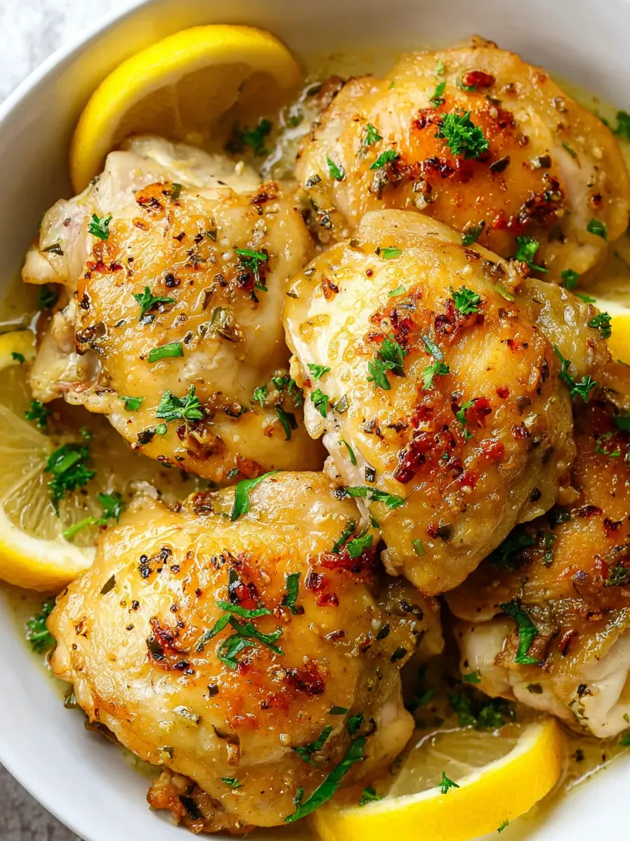 Chicken with lemon and herbs.