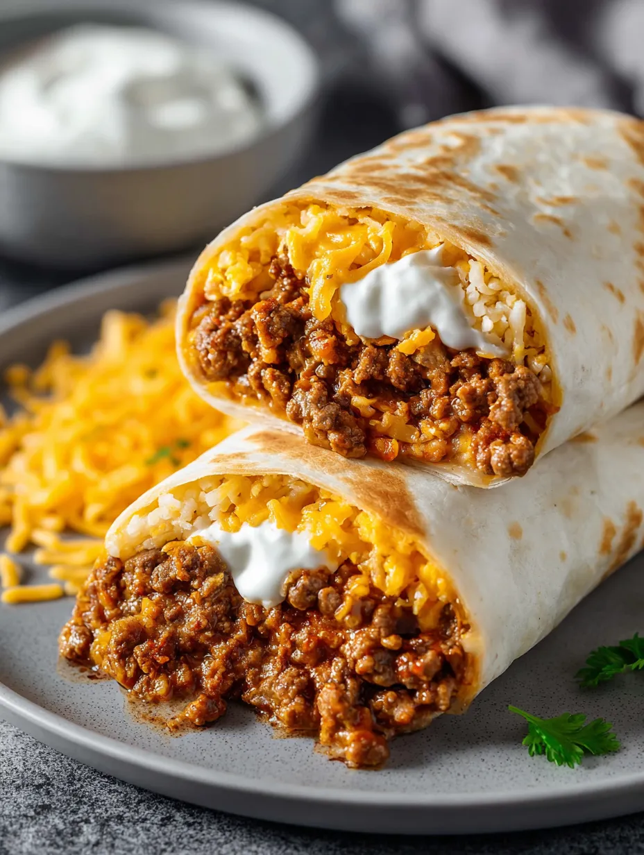 A plate with two burritos on it.