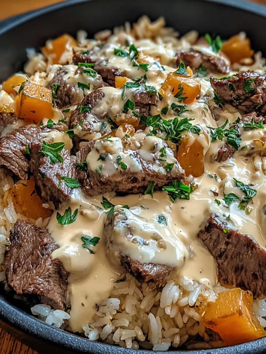 A plate of meat and rice with a sauce.