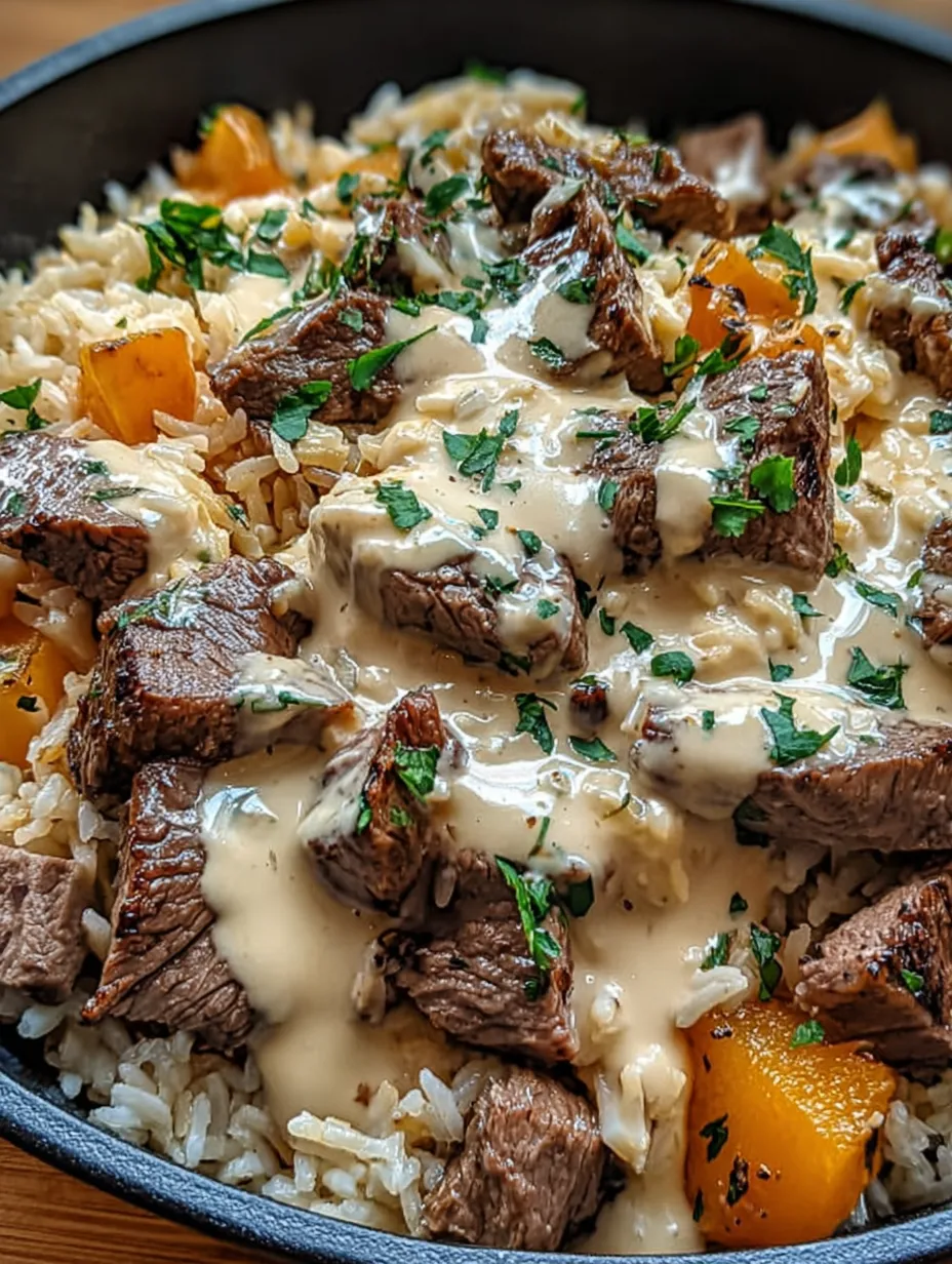 A plate of rice with meat and sauce.