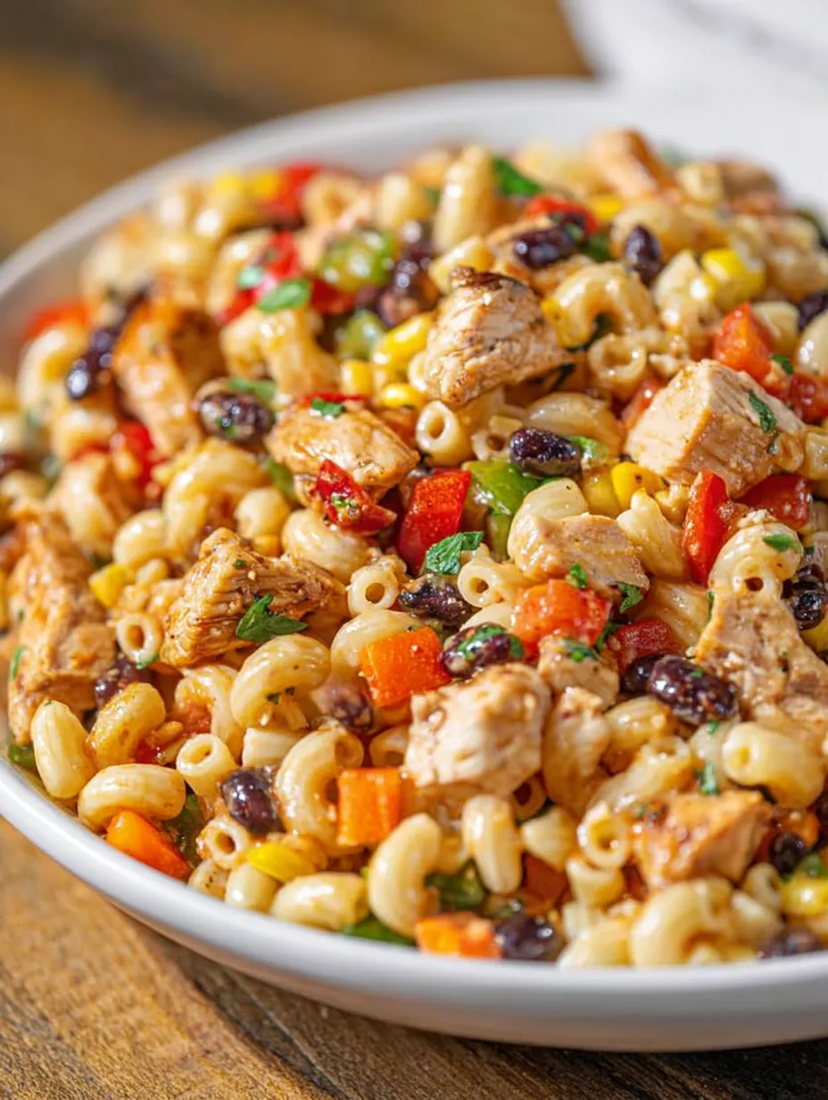 A bowl of pasta with meat and vegetables.