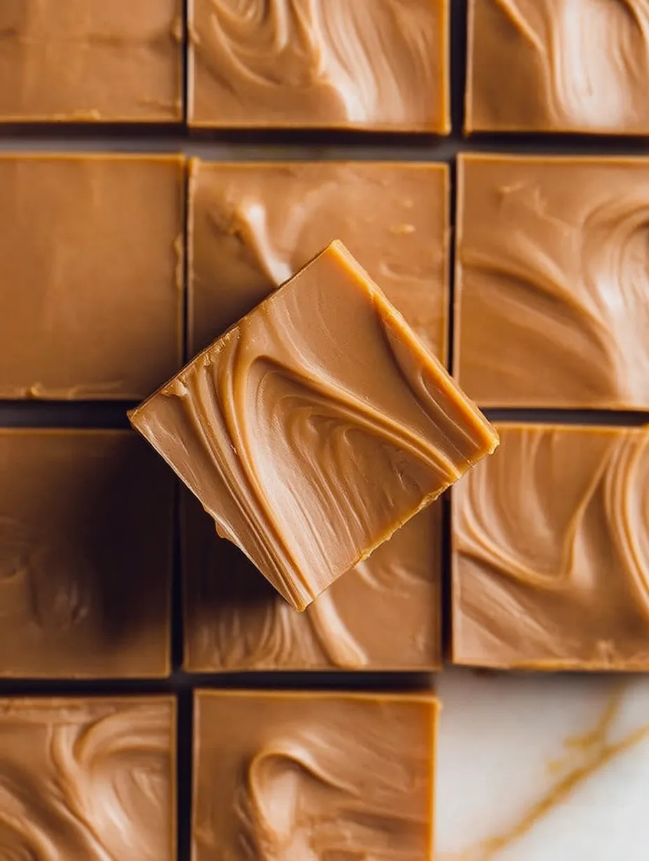 A square of caramel cake.