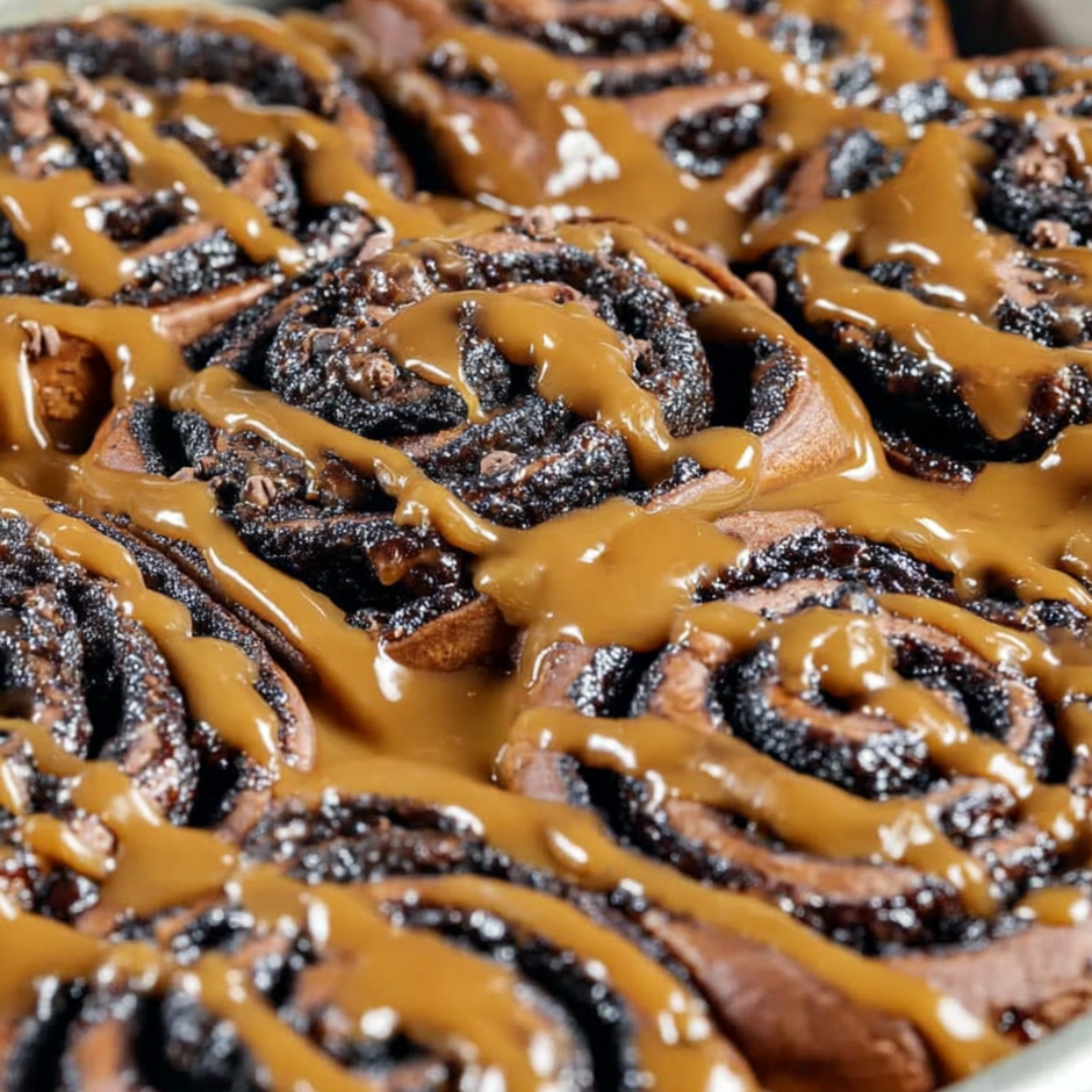 A pan of cinnamon rolls.