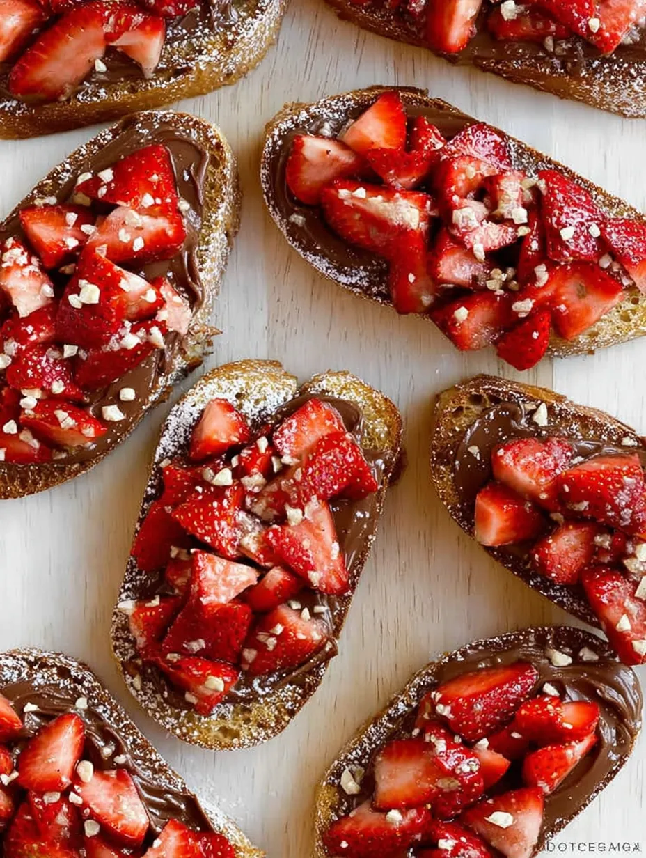 A close up of a strawberry and chocolate covered bread.