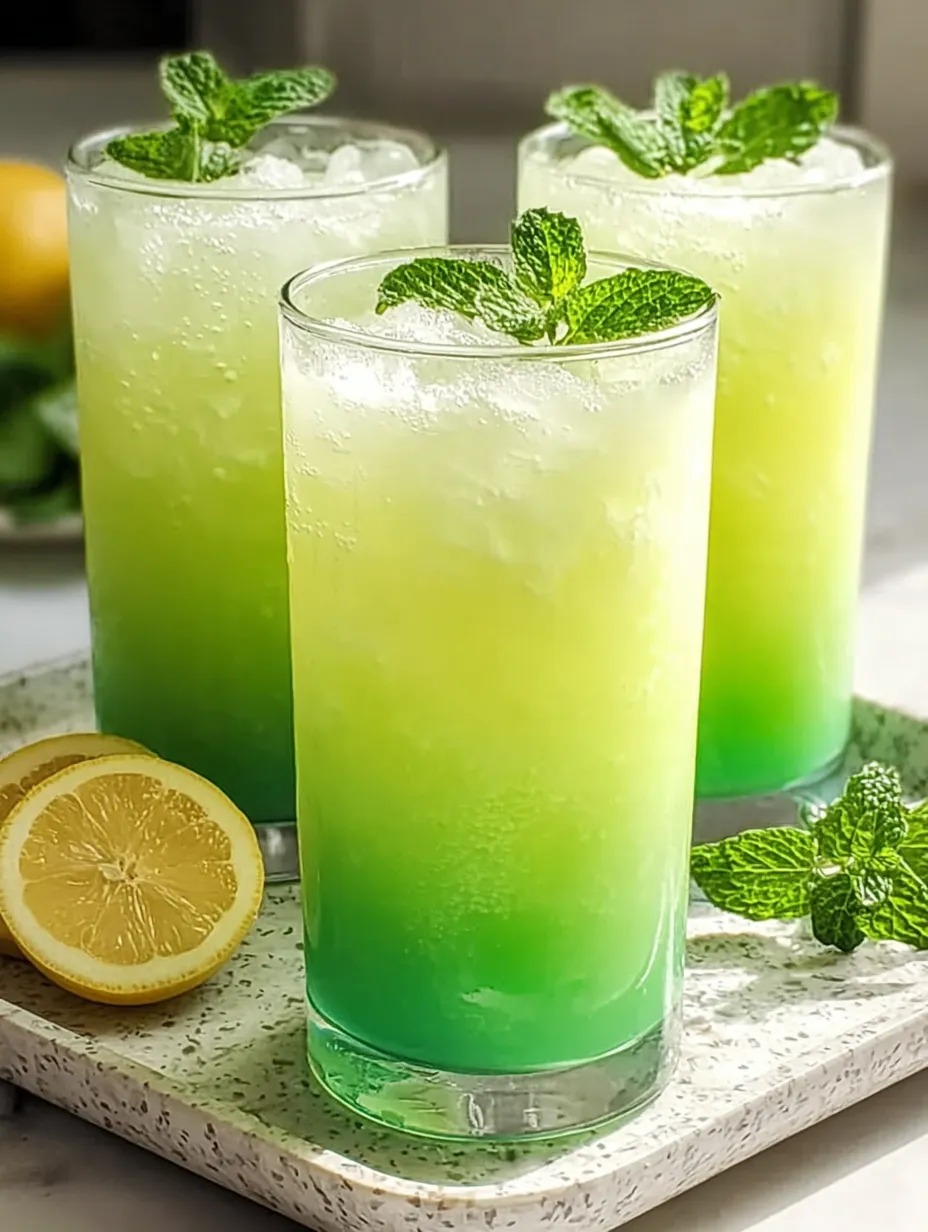 Two glasses of green and yellow drinks.