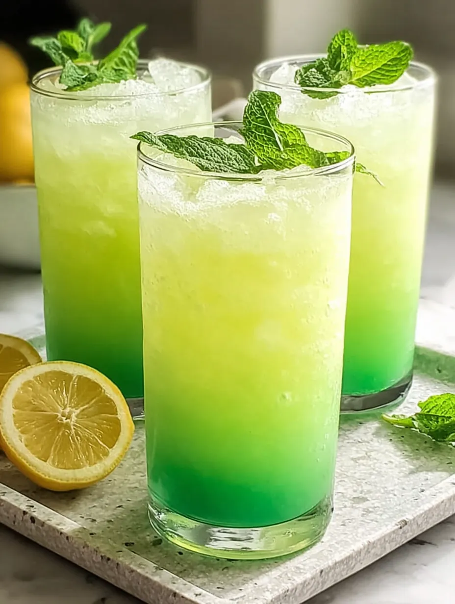 Two glasses of green tea with lemon and mint.