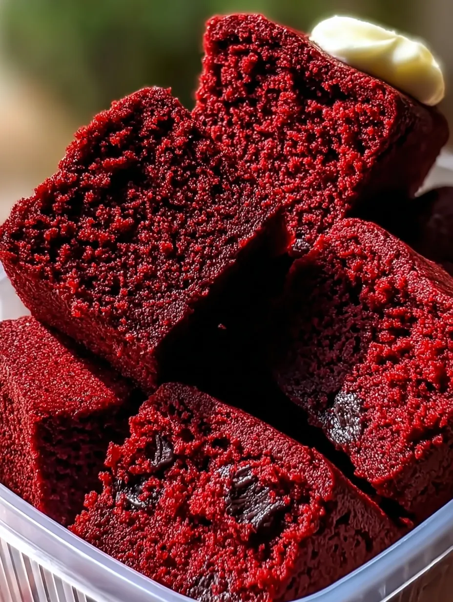 A stack of red velvet cake.