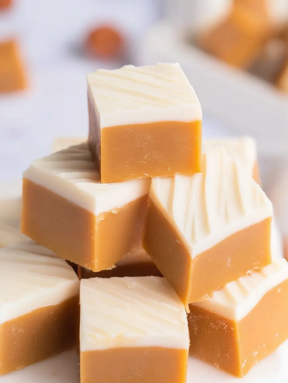 A stack of white and brown cake.