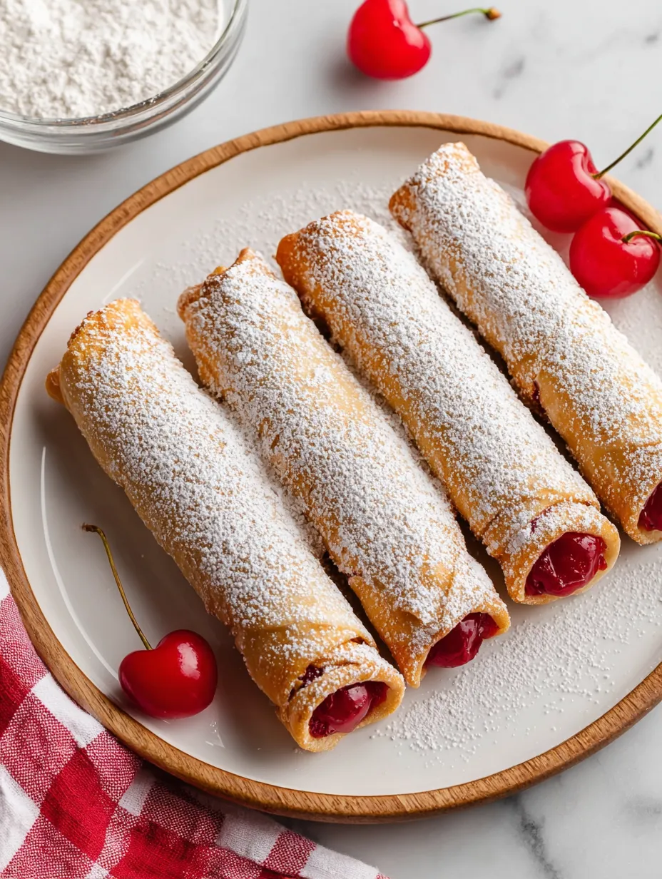 A plate of pastries with cherries on top.
