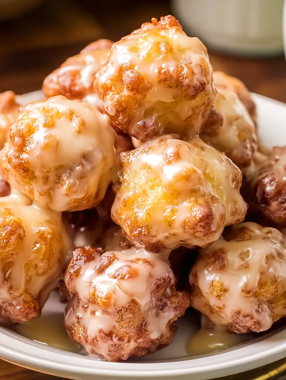 A plate of doughnuts with glaze.