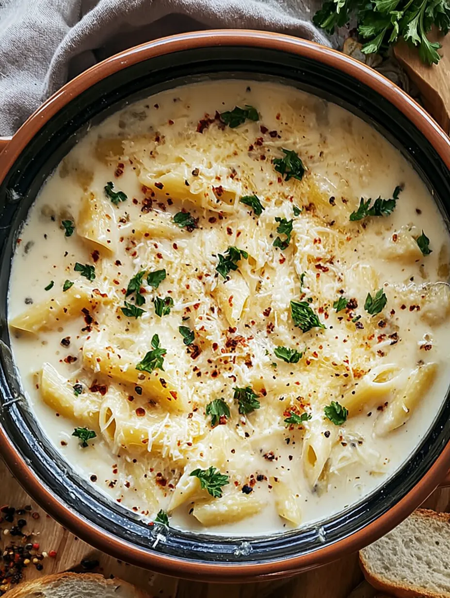 A bowl of pasta with cheese and red pepper.