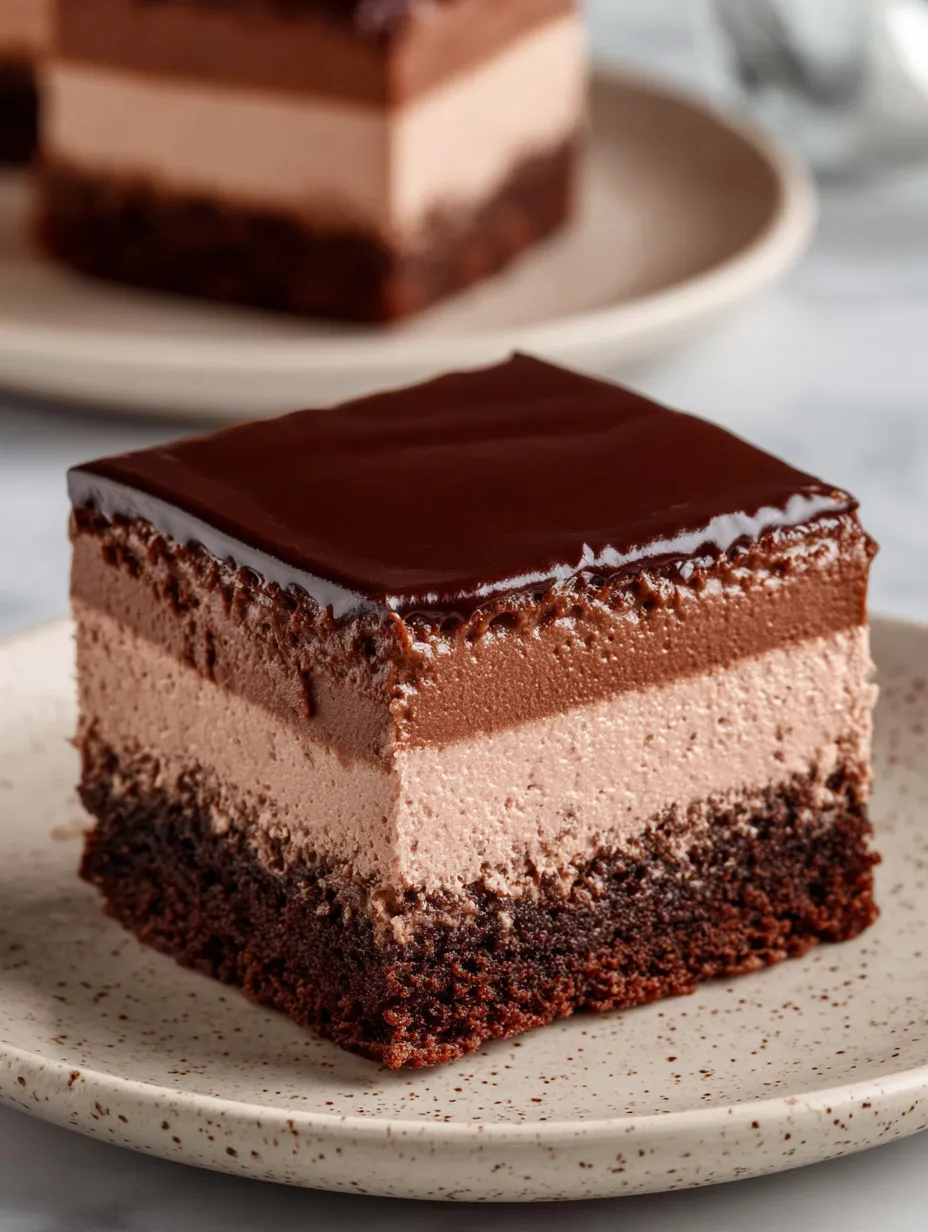 A slice of chocolate cake on a plate.