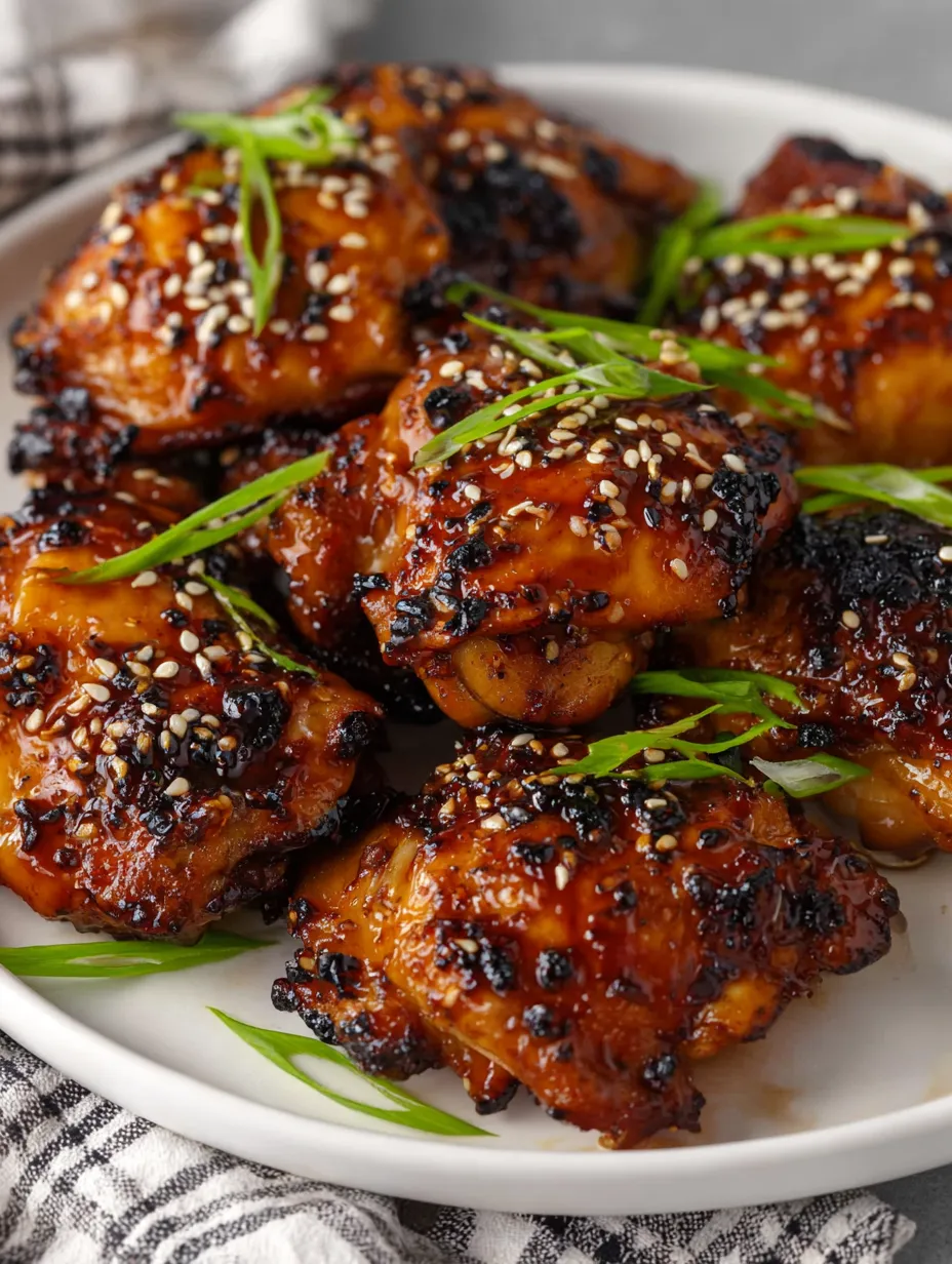 A plate of chicken with sesame seeds on it.