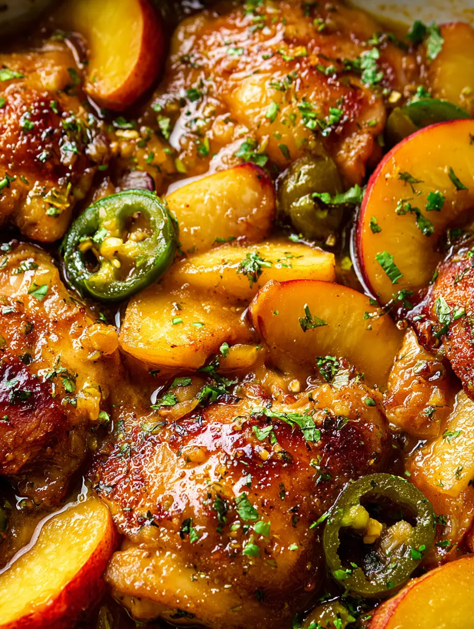 A close up of a plate of food with chicken and peppers.