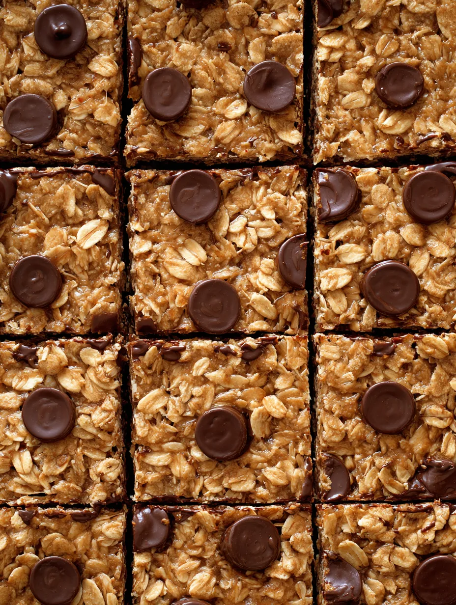 A yummy square of chocolate and oatmeal bars.