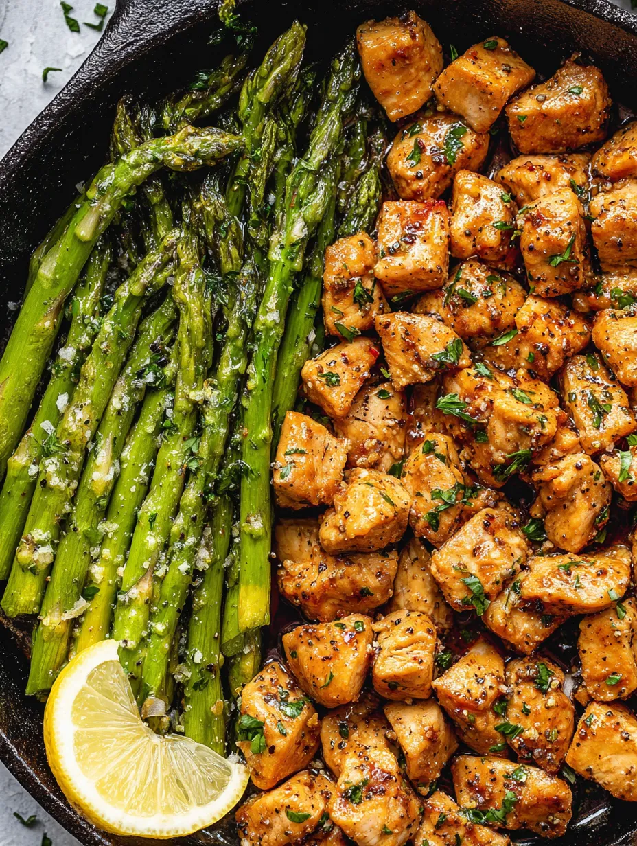 A plate of chicken with a lemon wedge on the side.