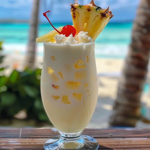 A glass of pineapple juice with a cherry on top.