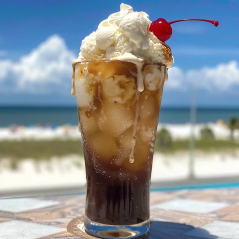 A glass of ice cream with a cherry on top.